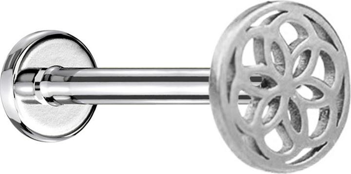 Produktbild Star Piercing Micro Labret Innengewinde silber Blume des Lebens (Chirurgenstahl 316L, ohne Messing)