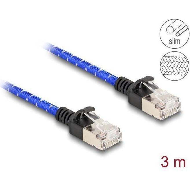 Delock RJ45 Netzwerkkabel mit Geflechtmantel Cat.6A U/FTP Sl (U/FTP, CAT6a, 3 m), Netzwerkkabel