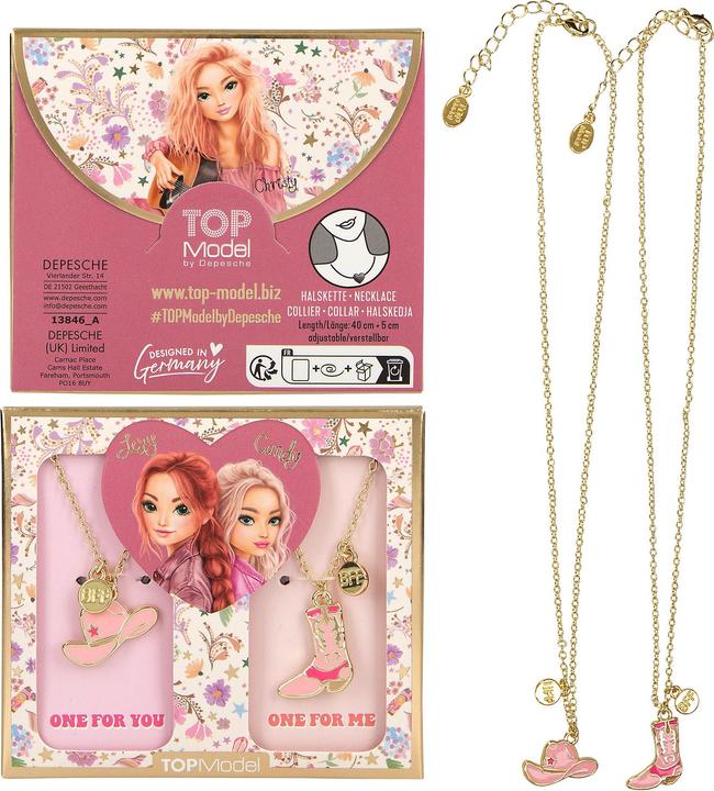 Actual product image Top Model TOPModel - BFF Necklace With Boots and Hat COWGIRL - Pink, Purple (Copper, Stainless steel, Zinc)