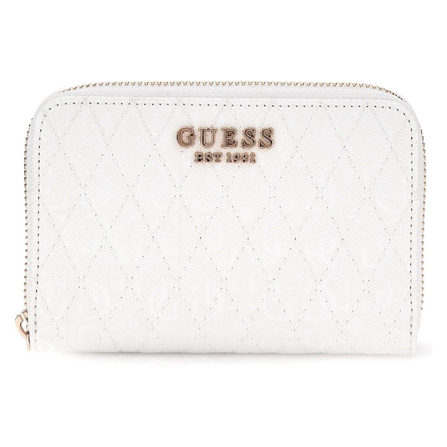Guess, Damen, Portemonnaie, Betula Slg Medium Zip Around Wallet, Weiss