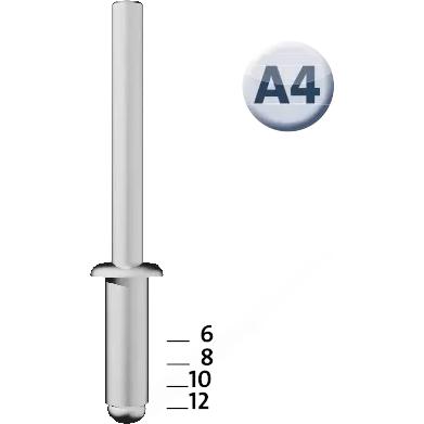 Thumbnail - Novus, Nieten, Blindniete (Ø x L) 4 mm x 8 mm