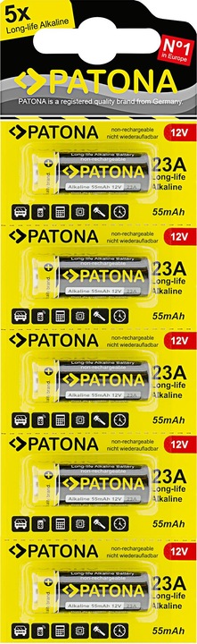 Actual product image Patona Alkaline battery 23A (5 pcs., A23, 55 mAh)