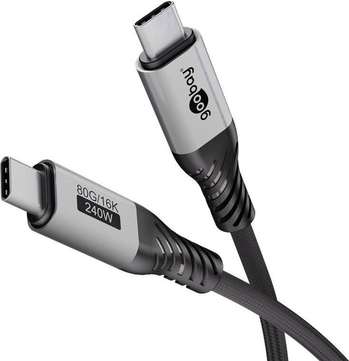 Goobay USB-C-Kabel, USB4 Version 2.0, 1,5 m, schwarzgrau (1.50 m, 240 W)