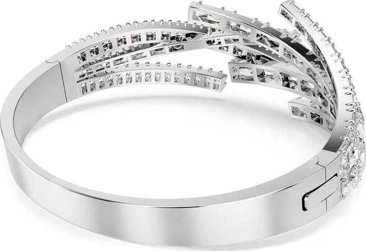 Produktbild Swarovski Matrix Armreif Verschiedene Schliffe Weiss Rhodiniert (17 cm, Swarovski Metall)