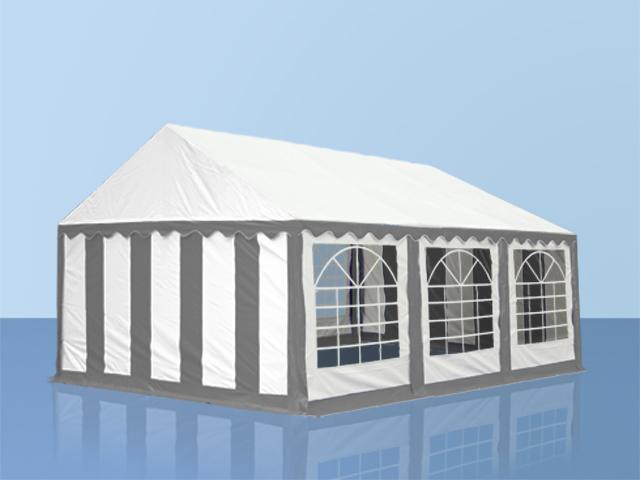 Toolport Party-Zelt Festzelt 4x6 m feuersicher Garten-Pavillon -Zelt PVC  Plane 700 N in grau-weiss Wa