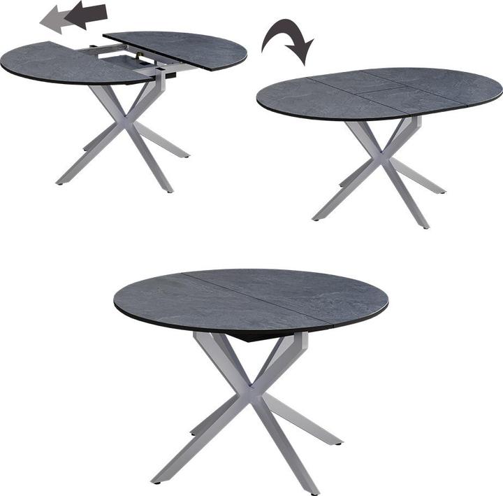 Actual product image Vicco Dining table Loyd, Anthracite/Grey, 120 x 120 cm Extendable