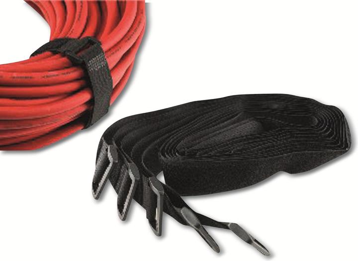 Actual product image Chilitec Velcro tape set with eyelet, 80x3 cm, black, 5 pieces