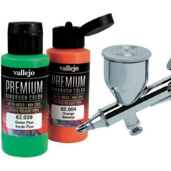 Vallejo, Künstlerfarbe + Bastelfarbe, Premium Airbrush Colors (Grün, Blau, 60 ml)