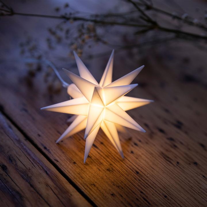 Actual product image Novaliv Poinsettia decorative star | 8cm WHITE | indoor only | LED lamp with battery compartment |