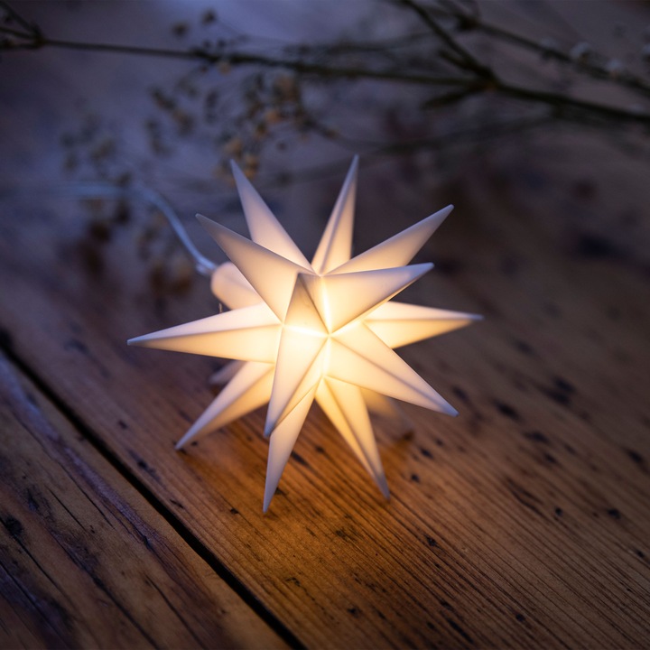 Produktbild Novaliv Weihnachtsstern Dekostern | 8cm WEISS | nur Innen | LED Lampe mit Batteriefach |