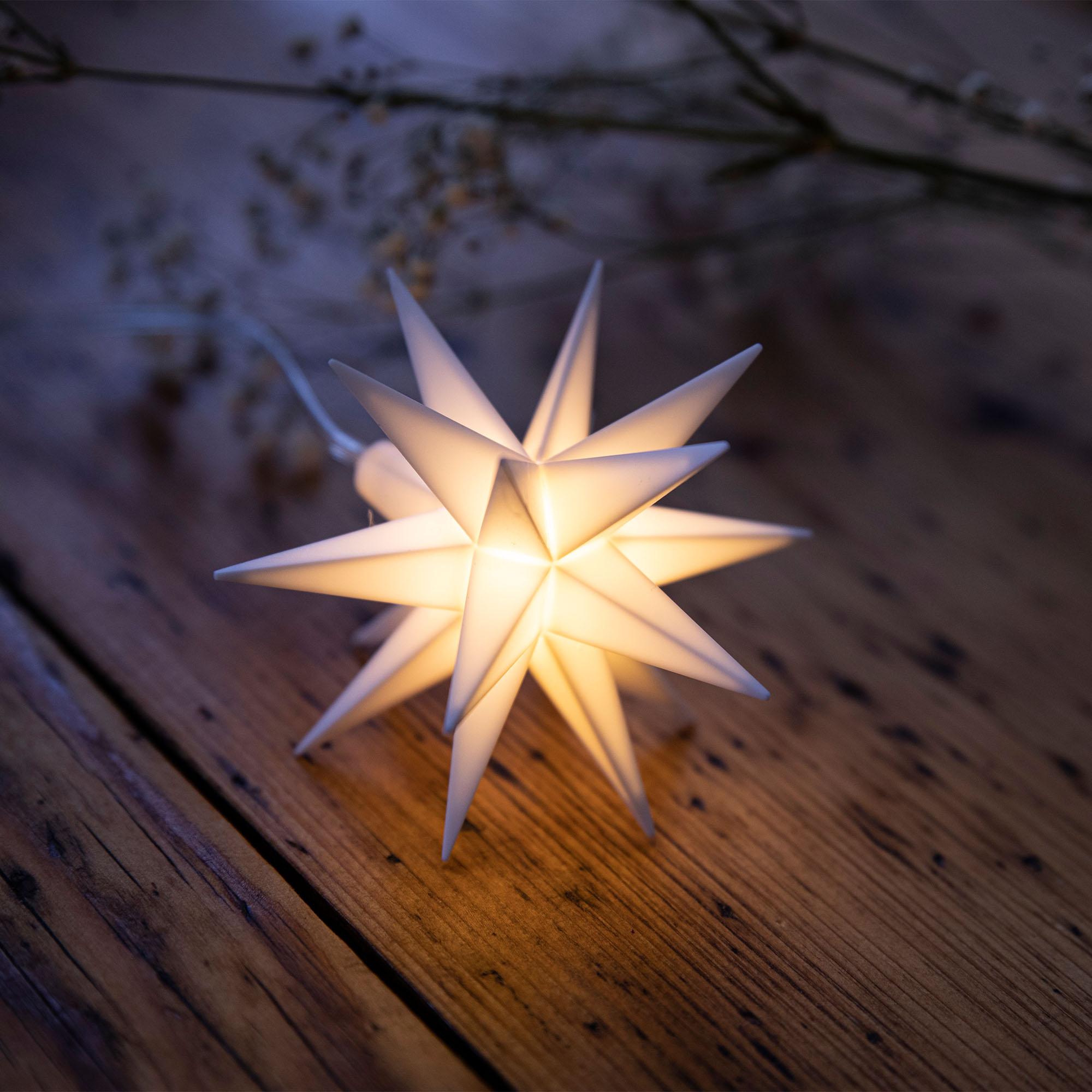 Novaliv, Weihnachtsbeleuchtung, Weihnachtsstern Dekostern 8cm WEISS nur Innen LED Lampe mit Batteriefach