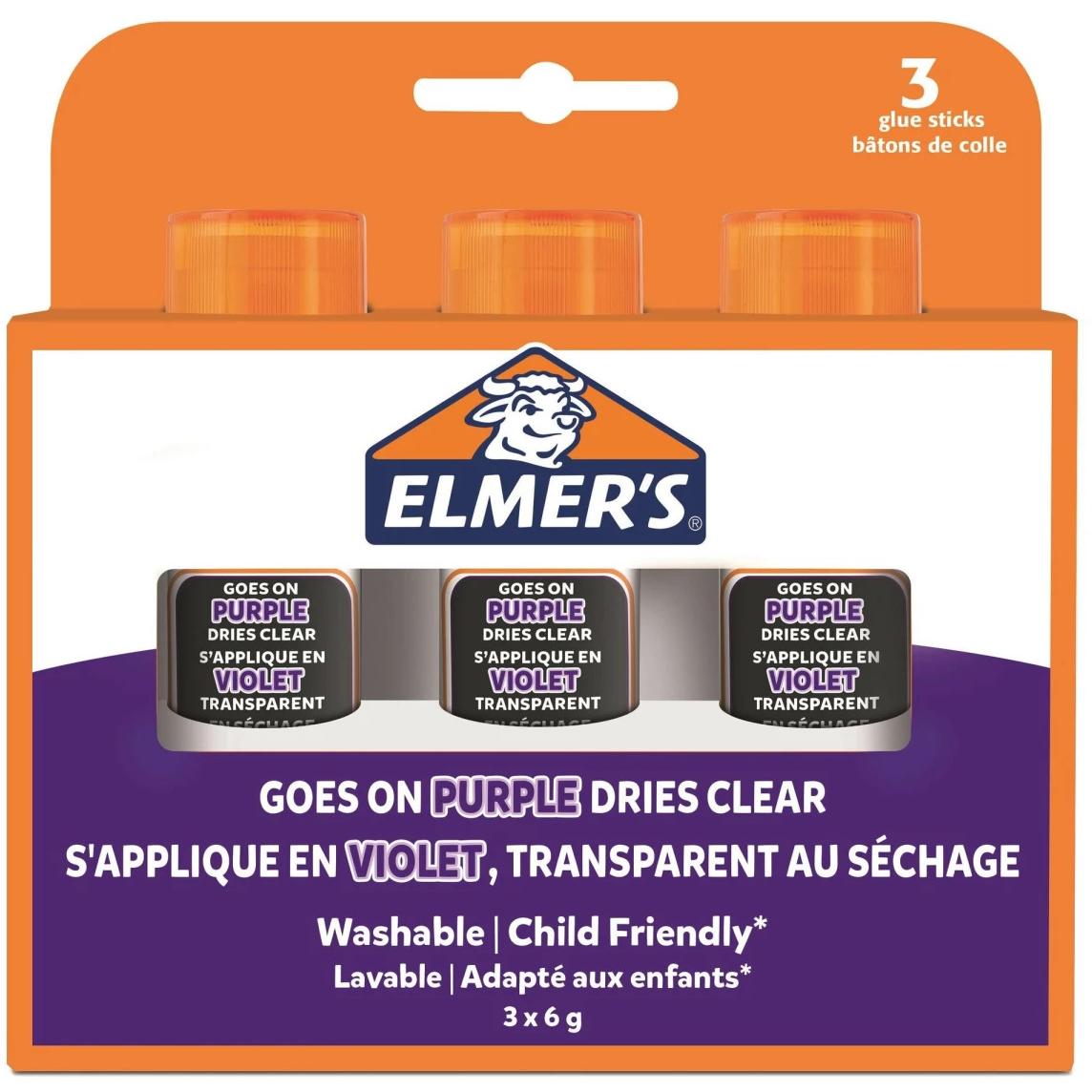 Elmer's, Klebestift, Klebestift-Set Disappearing 6 g à 3 Stück, Violett