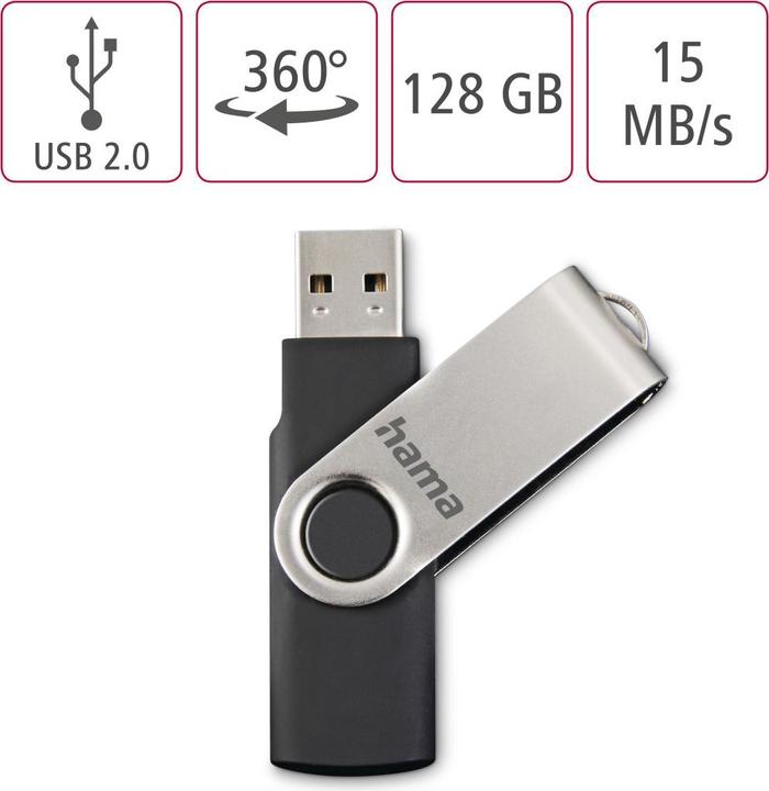 Image du produit Hama Rotate (128 Go, USB-A, USB 2.0)