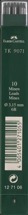 Faber-Castell Castell 127106 - 10 clutch pencil leads TK 9071, lead thickness: 3.15 mm, hardness: 6B (3.15 mm, 6B, 10 x)