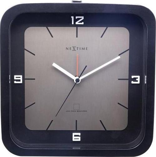 Nextime 5221ZW - Table clock "Square Alarm", wood, black, 20 x 20 x 6 cm