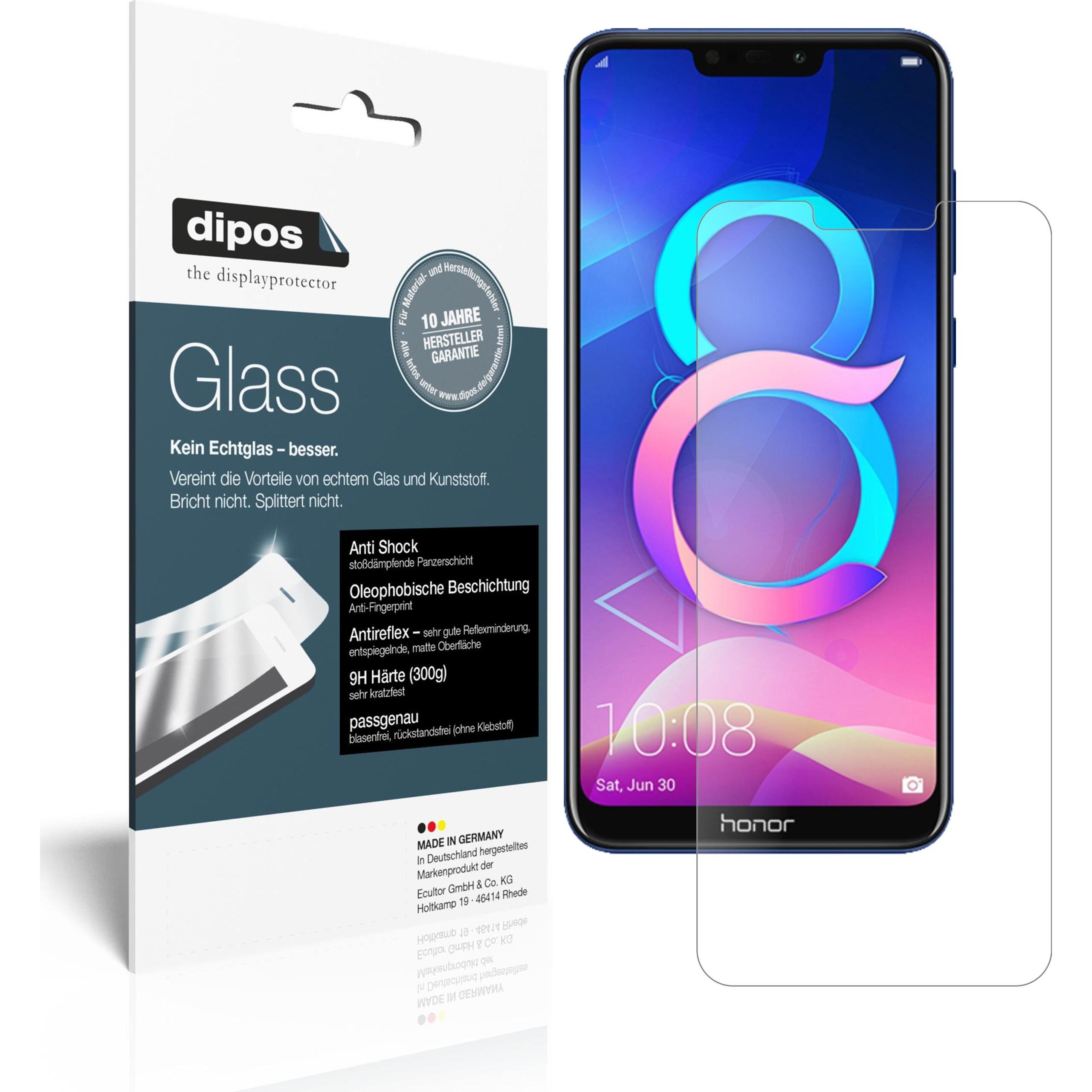 Dipos Displayschutz Anti-Shock (2 Stück, Honor 8C), Smartphone Schutzfolie, Transparent