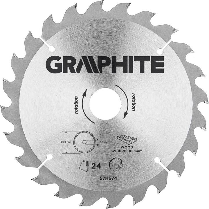 Produktbild Graphite Graphit-Sägeblatt, breit 200x30 mm, 24 Zähne 57H674