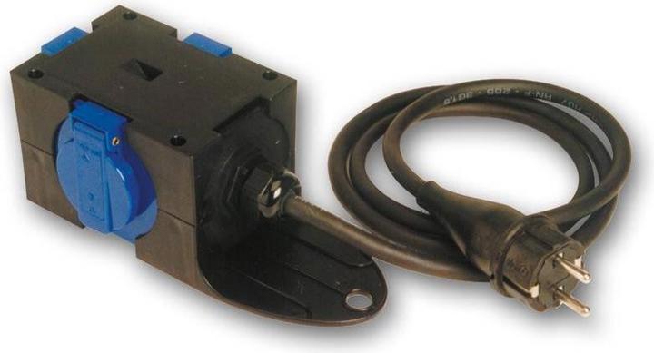 Actual product image PCE 3-fold socket outlet with hinged cover 1-fold CEE appliance plug solid rubber IP54 250V 16A