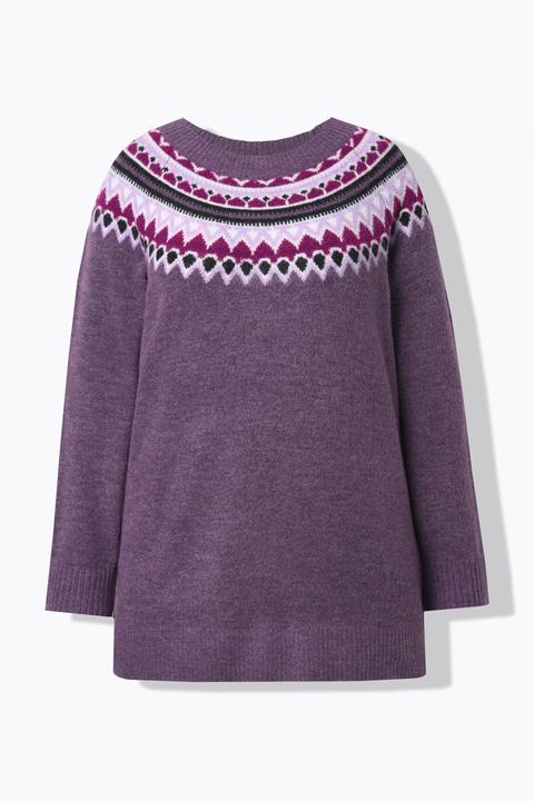 Produktbild Ulla Popken Norweger-Pullover, Rundhals, Raglan-Langarm (56)