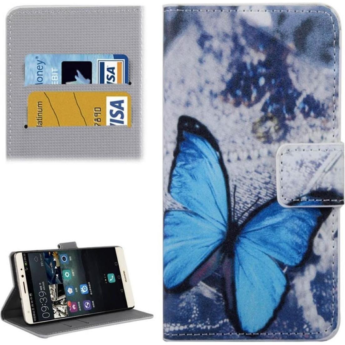 Thumbnail - König Design Handyhülle Tasche für Handy Huawei Mate S Blauer Schmetterling (Huawei Mate S), Smartphone Hülle, Mehrfarbi...