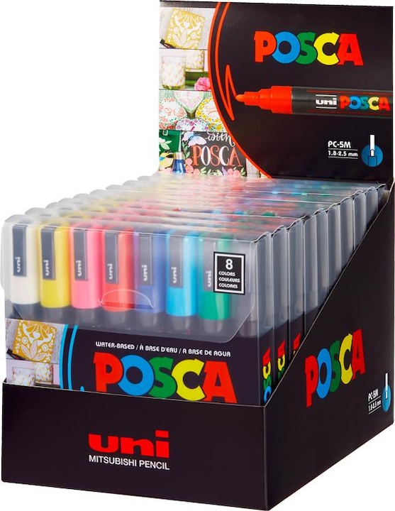 Image du produit Posca Marqueur PC-5M pointe ogive (Multicolore, 2.50 mm, 8 x)