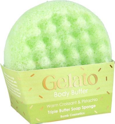 Bomb Cosmetics Body Buffer Shower Sponge Warm Croissant & Pistachio