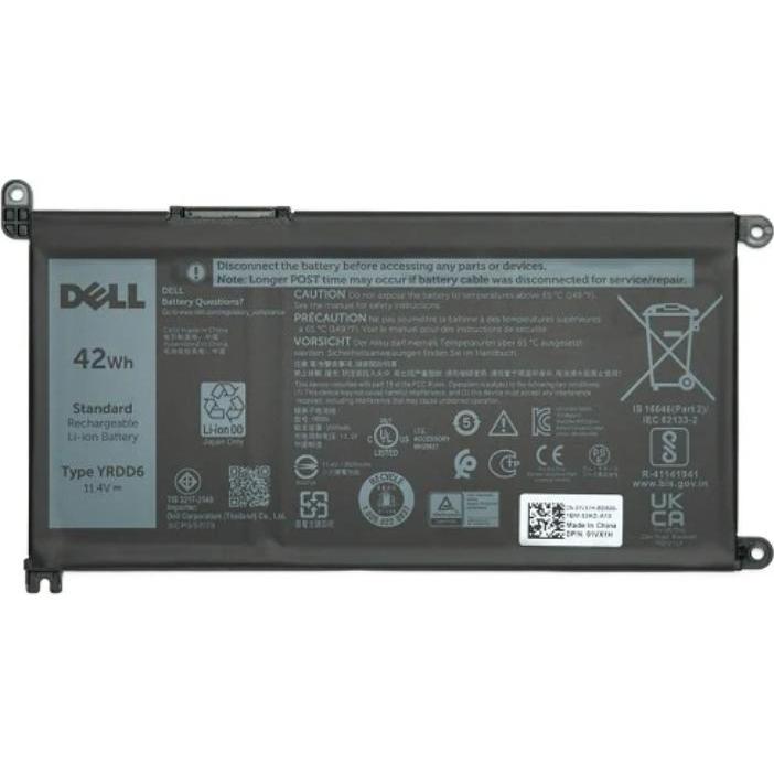 Dell BTRY 42WHR 3C LITH (3 Zellen, 3400 mAh), Notebook Akku, Schwarz