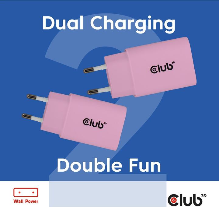 Image du produit Club 3D Club3D Lifestyle Ladegerät USB-C 30Watt, 2Stk pink retail (30 W)