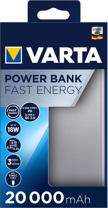 Image du produit Varta Fast Energy (20000 mAh, 18 W, 74 Wh)