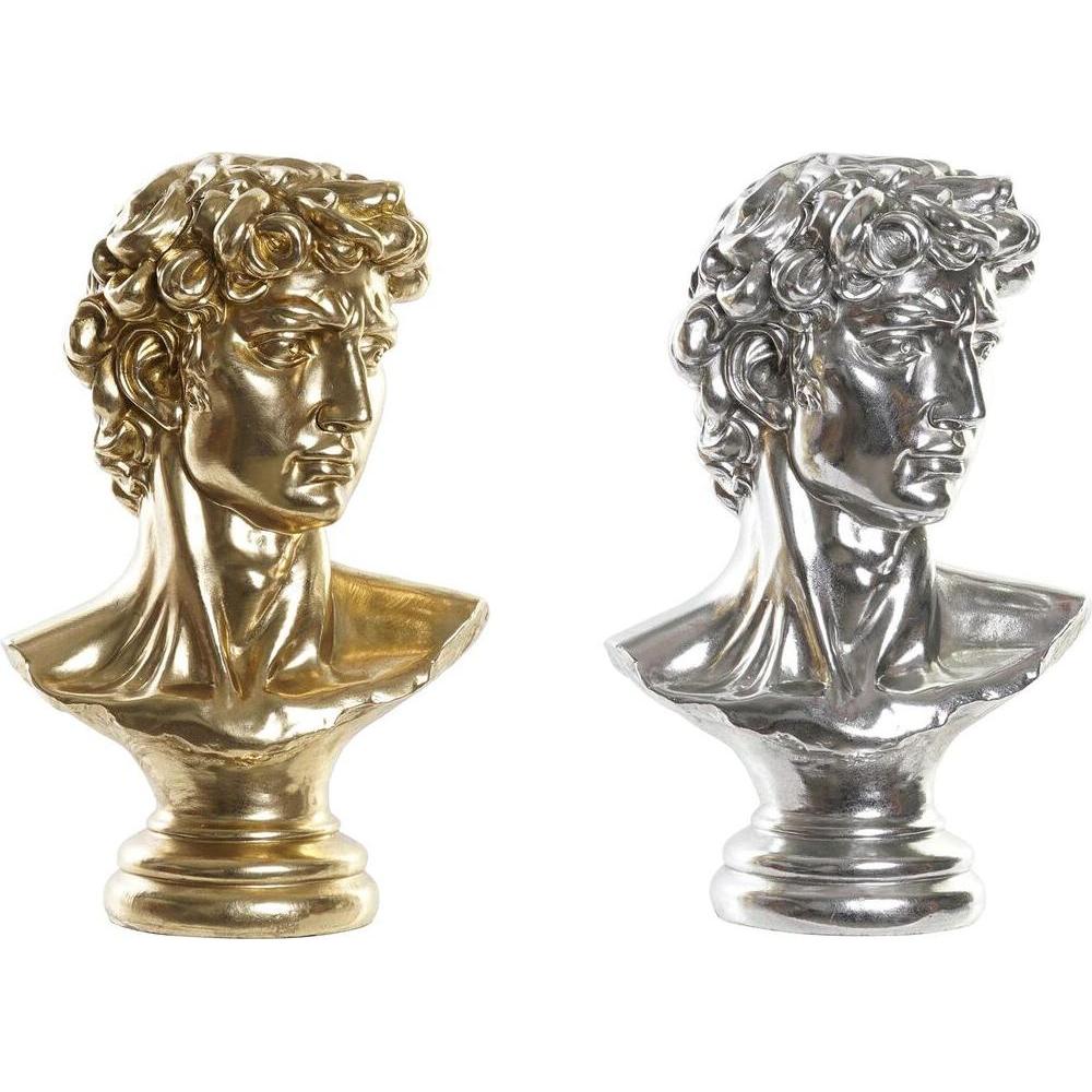 DKD Home Decor, Statuette e sculture decorative, Decorative Figure 24,5 x 17,5 x 36 cm Silver Golden Bust Neoclassical (2 Units)