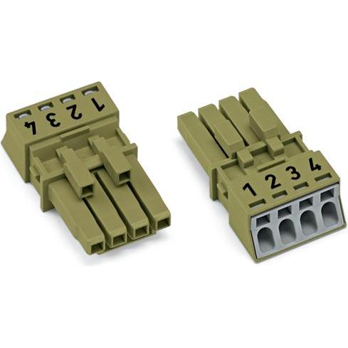 50x Wago Buchse 4-polig, Elektronikkabel + Stecker, Grün