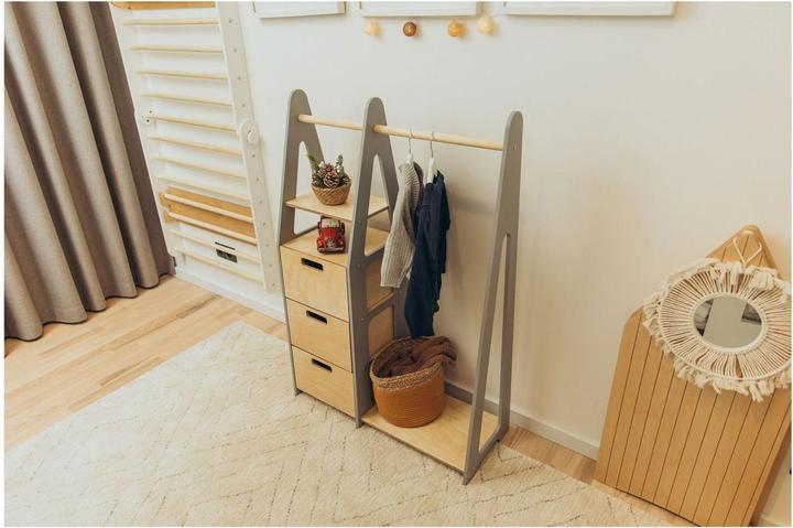 Image du produit Duck Woodworks Porte-manteau pour enfants avec tiroirs