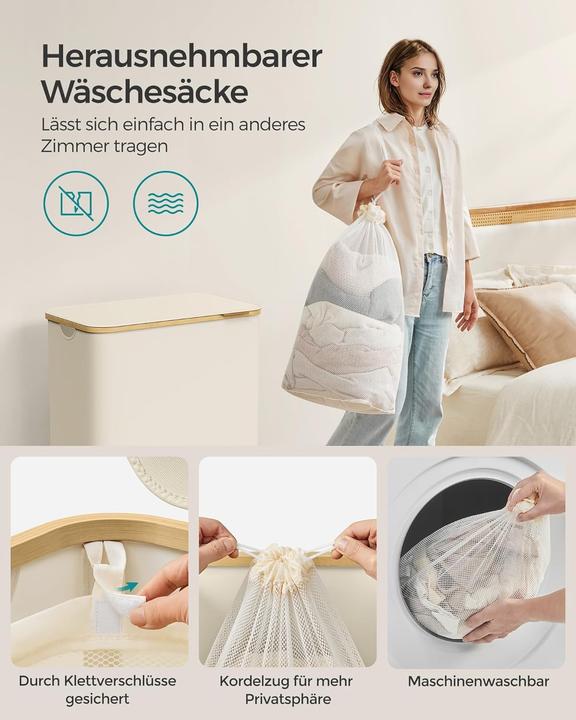 Produktbild Songmics Wäschekorb mit Deckel 3 Fächer (150 l)