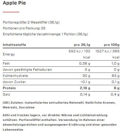 Nutritional values and ingredients Vast Instant Rice Pudding (900G tin) (900 g)