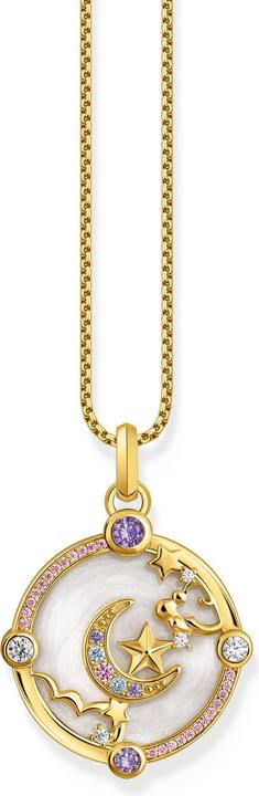 Image du produit Thomas Sabo Pendentif chaîne avec demi-lune et pierres multicolores plaqué or (Émail, Argent 925)