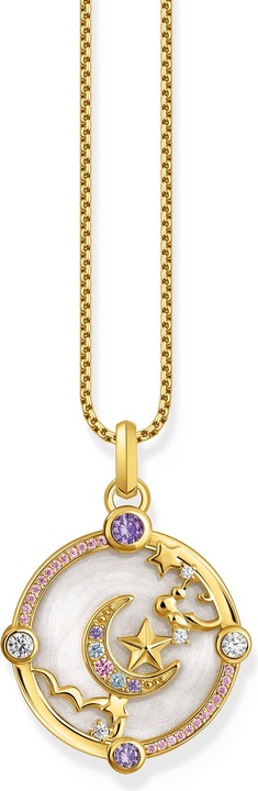 Produktbild Thomas Sabo Kettenanhänger mit Halbmond und bunten Steinen vergoldet (Emaille, 925er Silber)