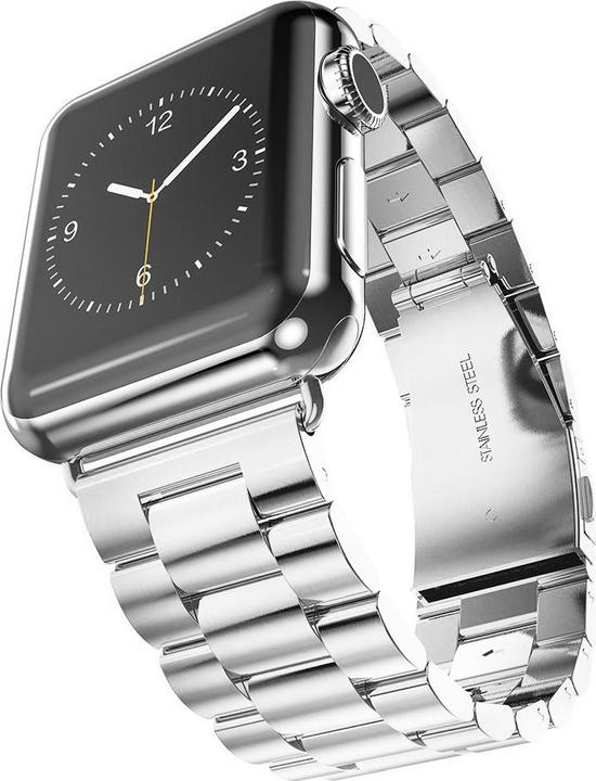 Actual product image Techsuit - Watchband (W036) - Apple Watch 1/2/3/4/5/6/7/8/9/10/SE/SE 2 (38/40/41/42mm) - Silver (38 mm, 40 mm, 41 mm, 42 mm, Stainless steel)