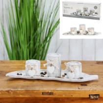 Cepewa Teelichthalter Set, antik-weiss, ca. 39cm