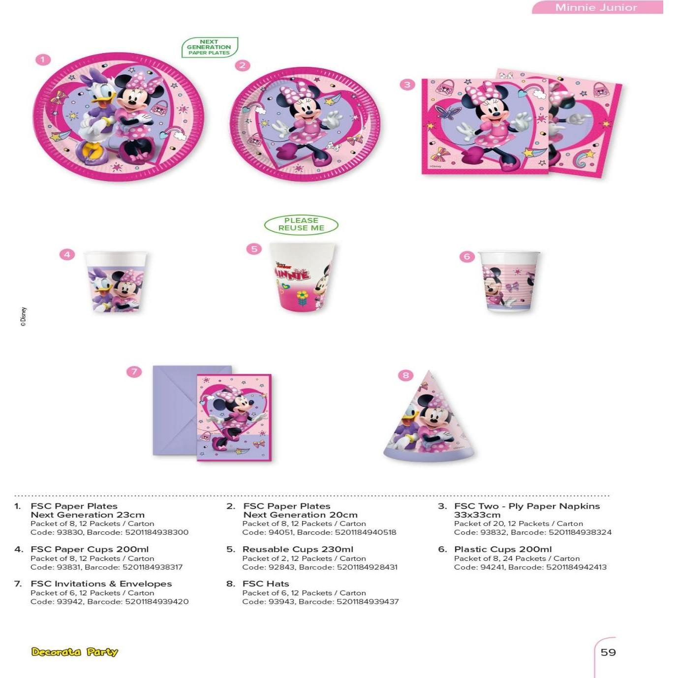 Thumbnail - Qualatex, Einweggeschirr, Assiettes Minnie Mouse (8 x)