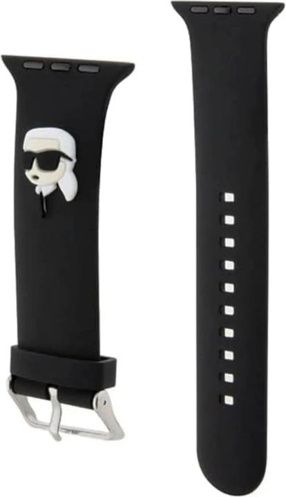 Image du produit Karl Lagerfeld Pasek KLAWMSLKNK Apple Watch 38/40/41mm czarny/black strap 3D Rubber Karl Head (38 mm, 40 mm, 41 mm, Acier, Silicone)