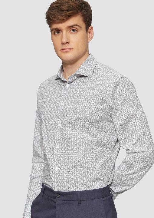 Image du produit S.Oliver Hemd Tailored Fit: Elastisches Baumwollhemd mit All-over-Print (42)