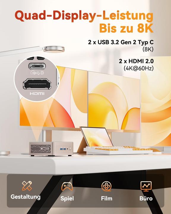 Actual product image Geekom Mini PC A5 2025 Edition mit Ryzen 5 7430U (16 GB, AMD Ryzen 5 7430U)