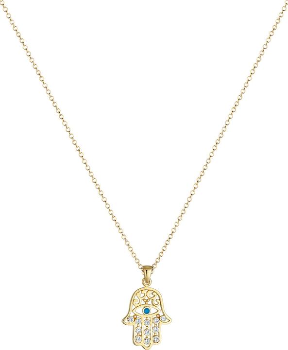 Immagine prodotto Elli Collana Hamsa Mano di Fatima Cristalli del Malocchio Argento 925 (Cristallo di vetro, Argento 925 placcato oro, 60 cm)