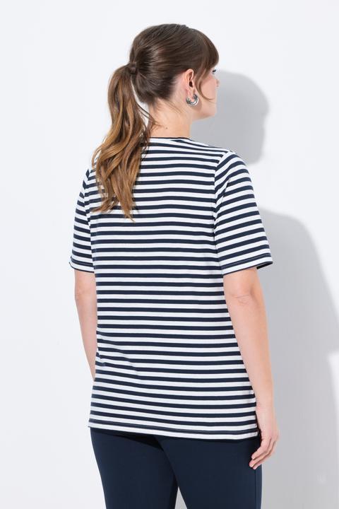 Produktbild Ulla Popken T-Shirts, 2er-Pack, Ringel/uni, V-Ausschnitt, Halbarm (46, 48)