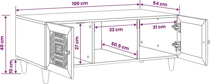 Image du produit vidaXL Couchtisch (100 x 54 x 40 cm)