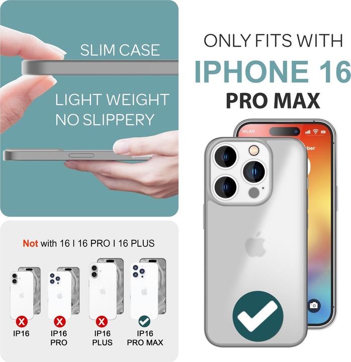 Actual product image Nalia Matte hybrid cover semi-transparent (Apple iPhone 16 Pro Max)