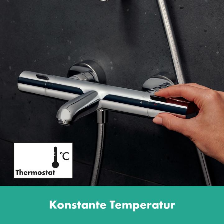 Produktbild hansgrohe Ecostat Fine Wannenthermostat, Ausladung 177mm, Aufputz, 2 Verbraucher