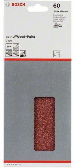 Actual product image Bosch Professional Zubehör Sanding sheet C430, 115 x 280 mm, 60, unperforated, tensioned, pack of 10 (60)