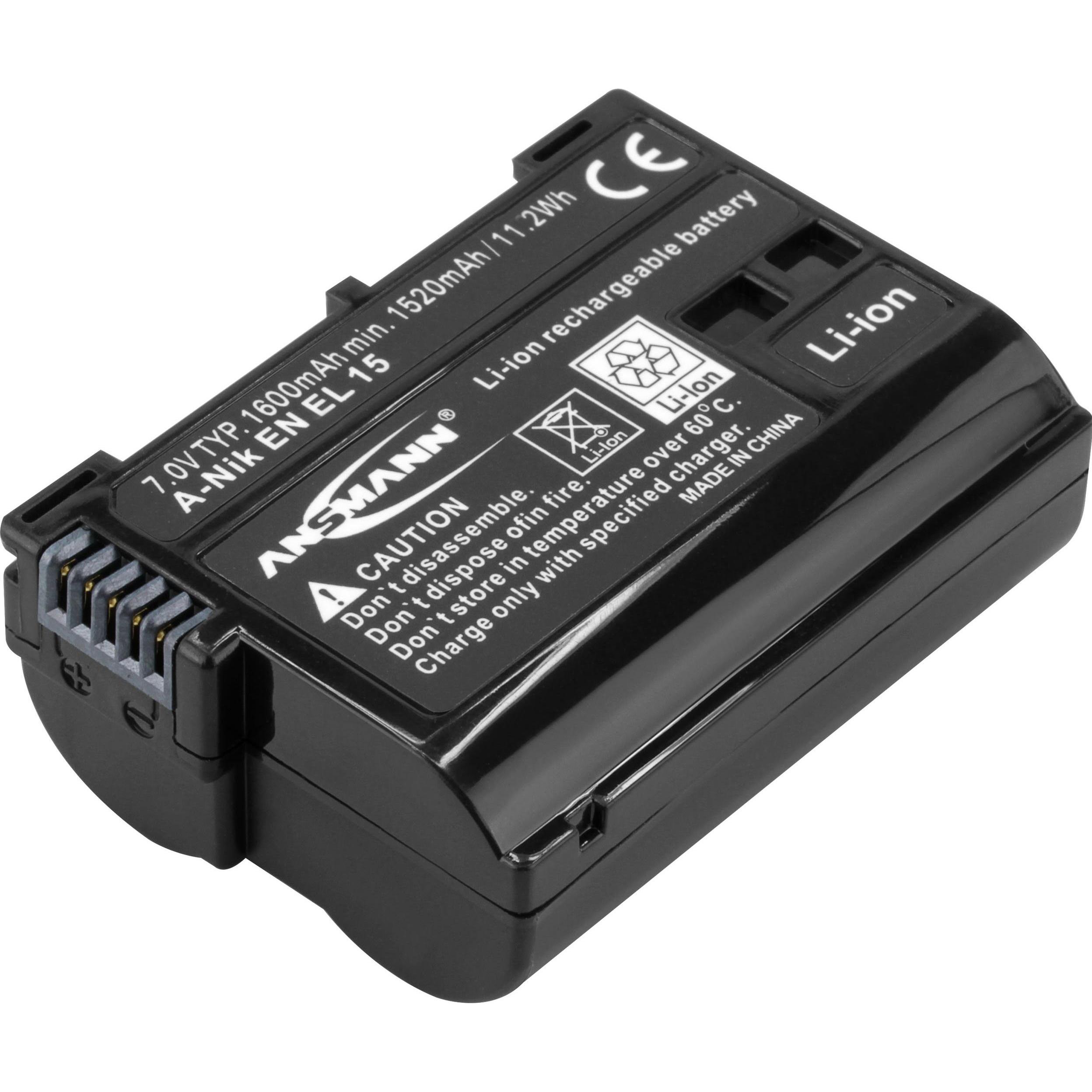 Ansmann A-Nik IT EL 15 (Batteria della fotocamera), Alimentatore fotocamera, Nero