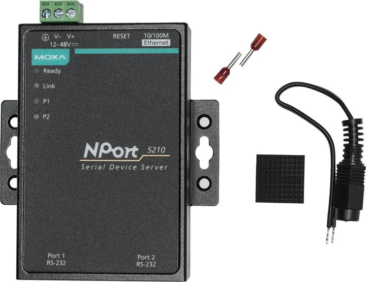 Actual product image Moxa NPort 5210, LAN RS232 Server, 2 Port (RJ45, RJ45 (1x))
